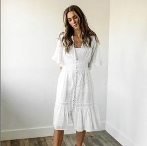 By Together (Maxwell) crocheted Lace Button Dress in White Size Large
